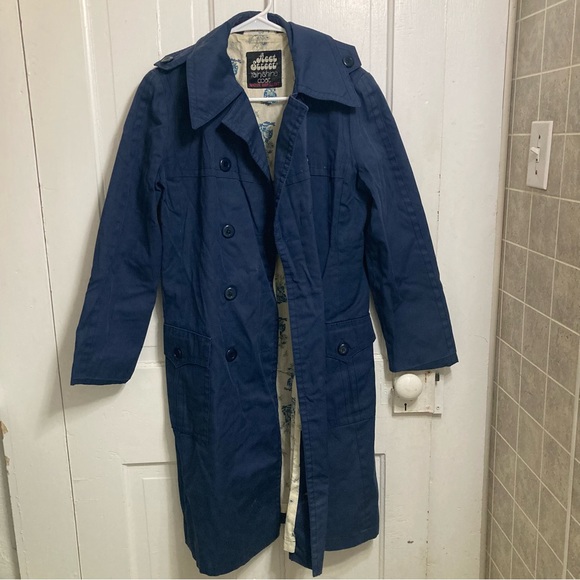 Women’s Fleet Street navy water repellent navy rain trench coat size 12 - Picture 2 of 5